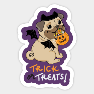 Halloween cartoon pug with candies Sticker